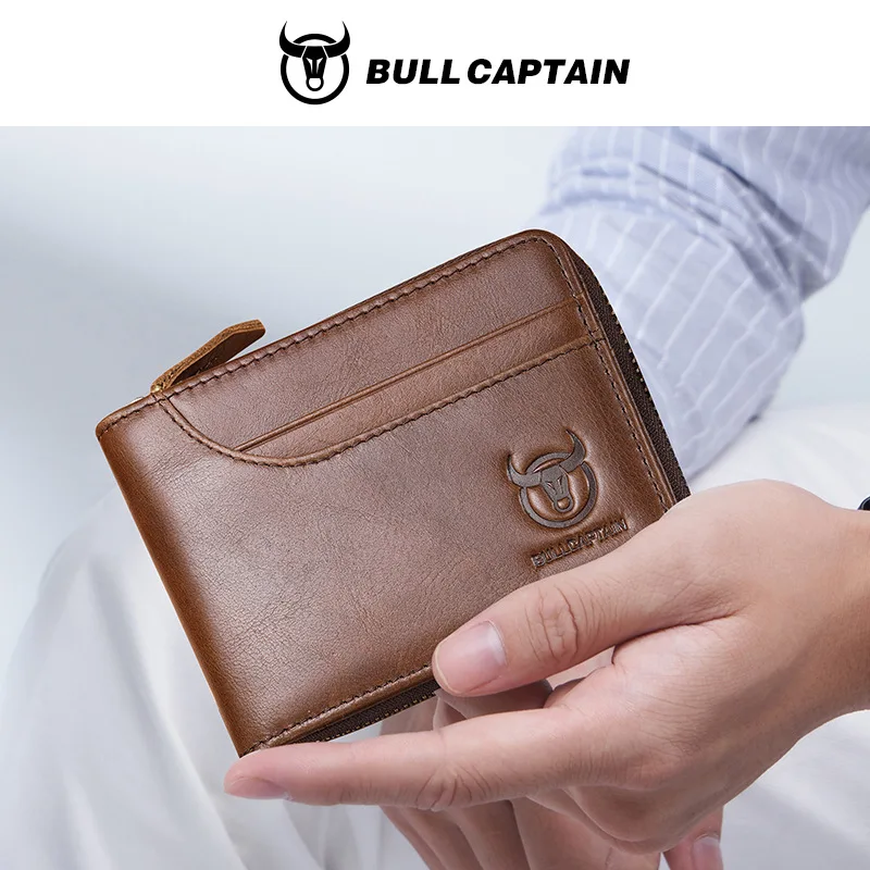 Real leather short horizontal head layer cofskin wallet change driving certificate multi-function card slot light money clip