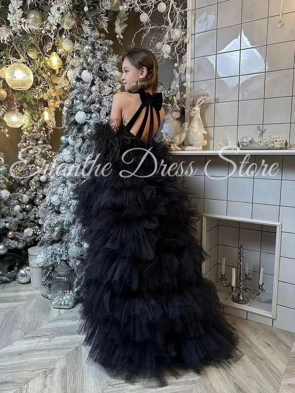 Robe de demoiselle d'honneur en velours noir, personnalisée, superposée, pour mariage, bouffante, sans manches, fête d'anniversaire pour enfants, robes de bal de première Communion