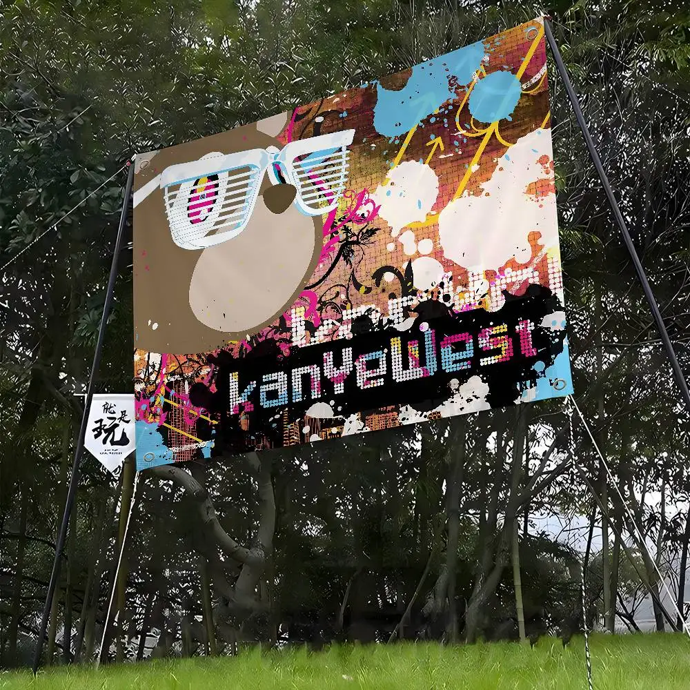 Rapper K-Kanye W-West Banner INS Style Outdoor Party Decoration Atmosphere Flag