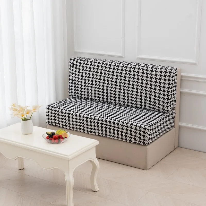 2Pcs/set Jacquard Sofa Seat Cushion Covers Elastic Armless Couch Slipcovers Booth RV Camper Car Bench Backrest Cover