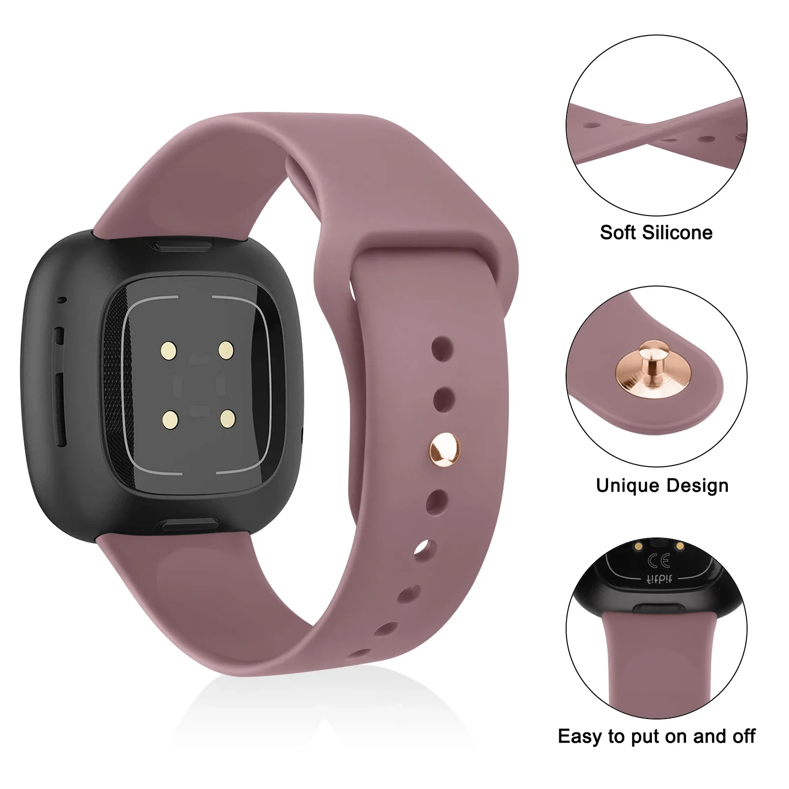 Silicone Sport Band for Fitbit Versa 1/Versa 2/Versa 3/Versa 4 Strap Wristband for Fitbit Versa Lite/Sense/Sense 2 Watch Bands