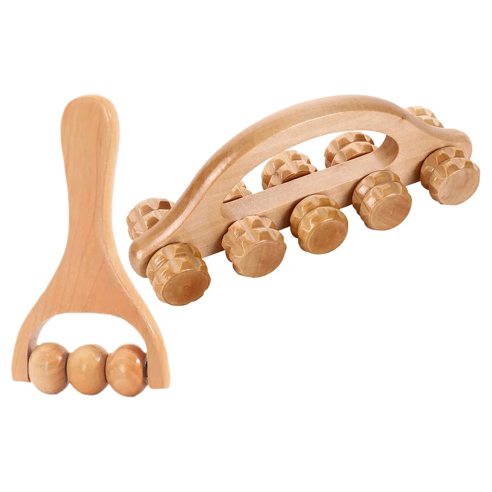 

2 Pcs Wooden Massager Body Roller Tool Thigh Arm Muscle Stick Leg for Legs Cellulite