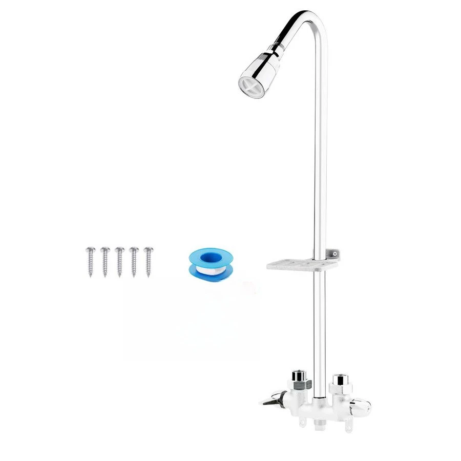 

Outdoor Shower Fixture System,with Rustproof Riser and Riser Extension, Double Handle Utility Shower Faucet with Showerhead and