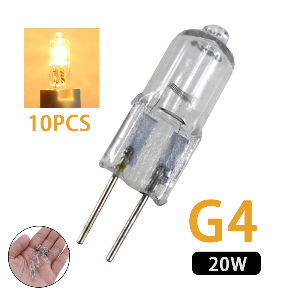 30pcs/lot 20W Inserted Beads Crystal Warm Light Bulbs Super Bright Ultra Clear JC Type Halogen Bulb DC 12V G4 Indoor Lighting