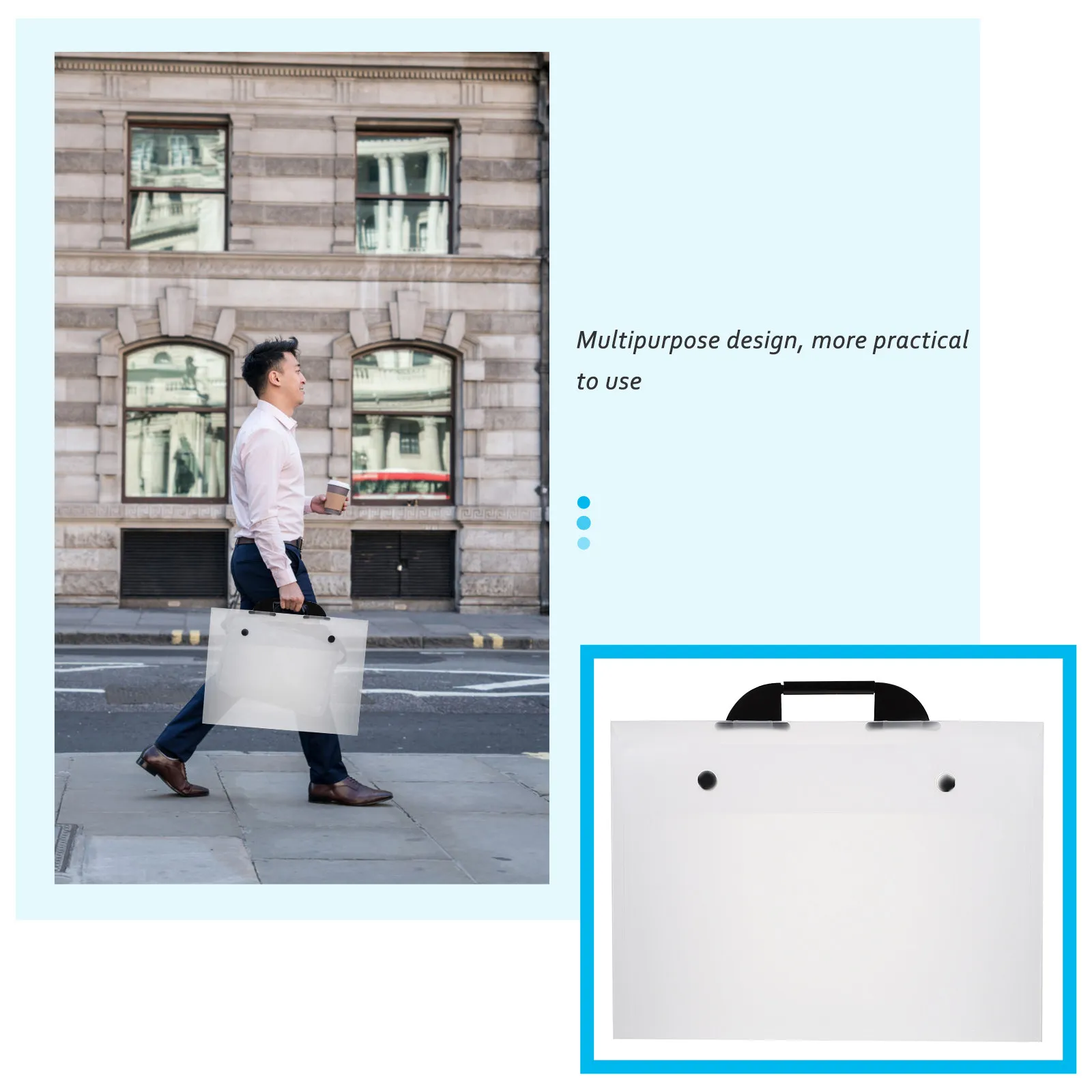 A3 Art Portfolio Bag Lightweight Plastic Handheld Artwork Folder Convenient Portable Folder for Artworks Art Portfolio