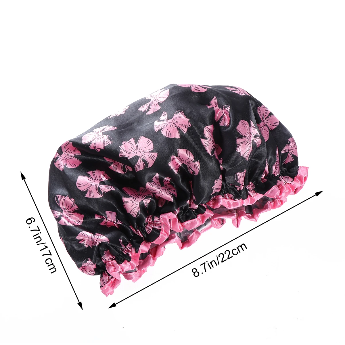 

2pcs Shower Hat Kitchen Dust Bathing Hair Cap Waterproof Elastic Double-layer Satin Dot Bowknot Stylish Comfortable Bath