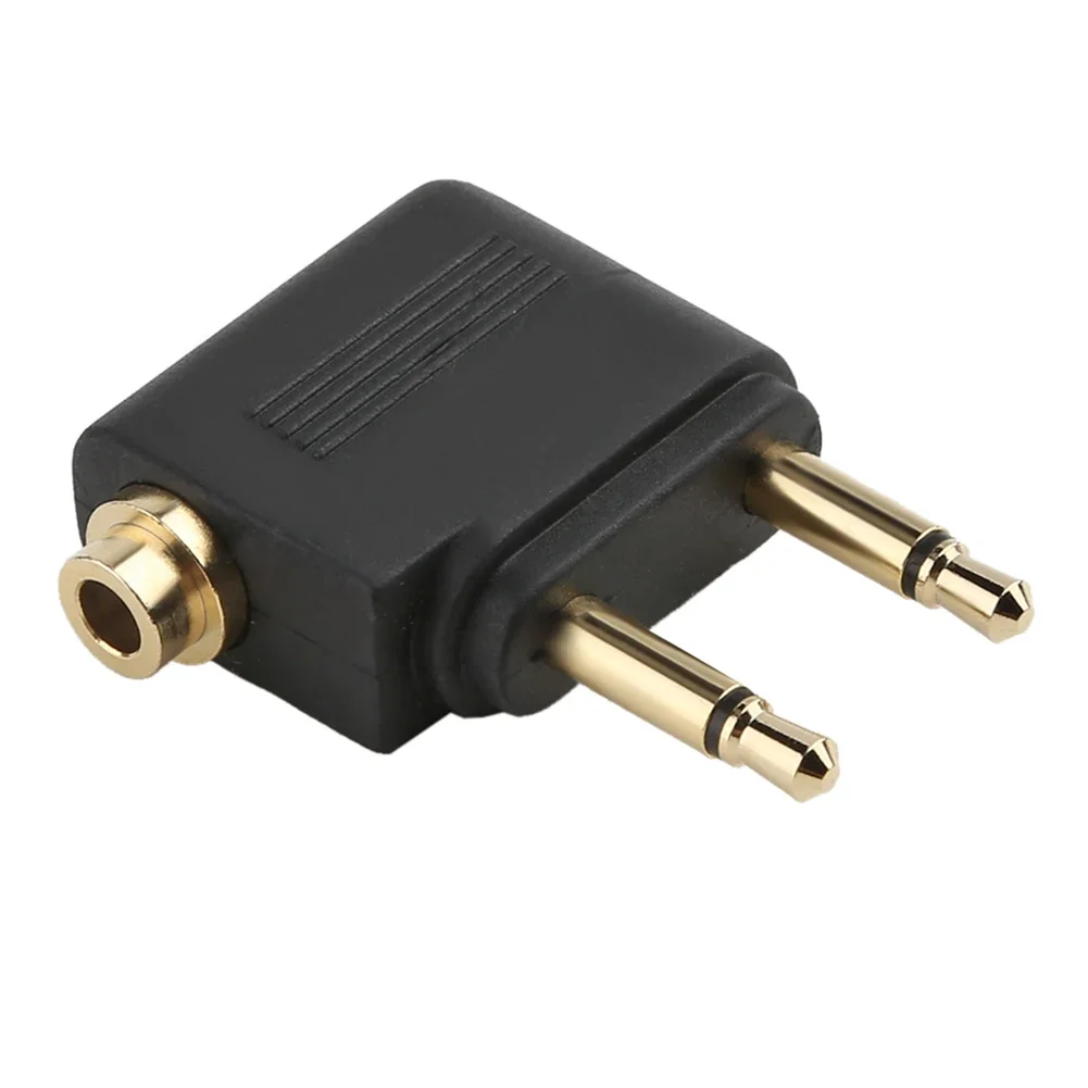 1-5pcs Dual 3.5mm Plug Adaptor Jack Audio Headphone Converter Adapter Headset Connector for Airline Airplane Travel Earphone