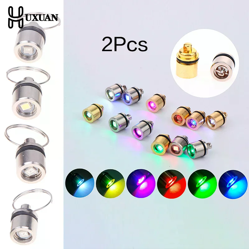 2Pcs Mini LED Light Key Chain Luminated Keyring Pendant Colorful Mini Electronic Light Keyring Flashlight Lamp Keychain