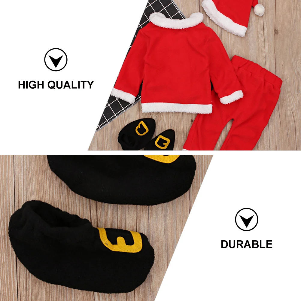 

1 set 1 Set Baby Christmas Costume Santa Claus Outfit Long Sleeve Tops Pants Hat Shoes Winter Clothing Set Infant Santa Suit
