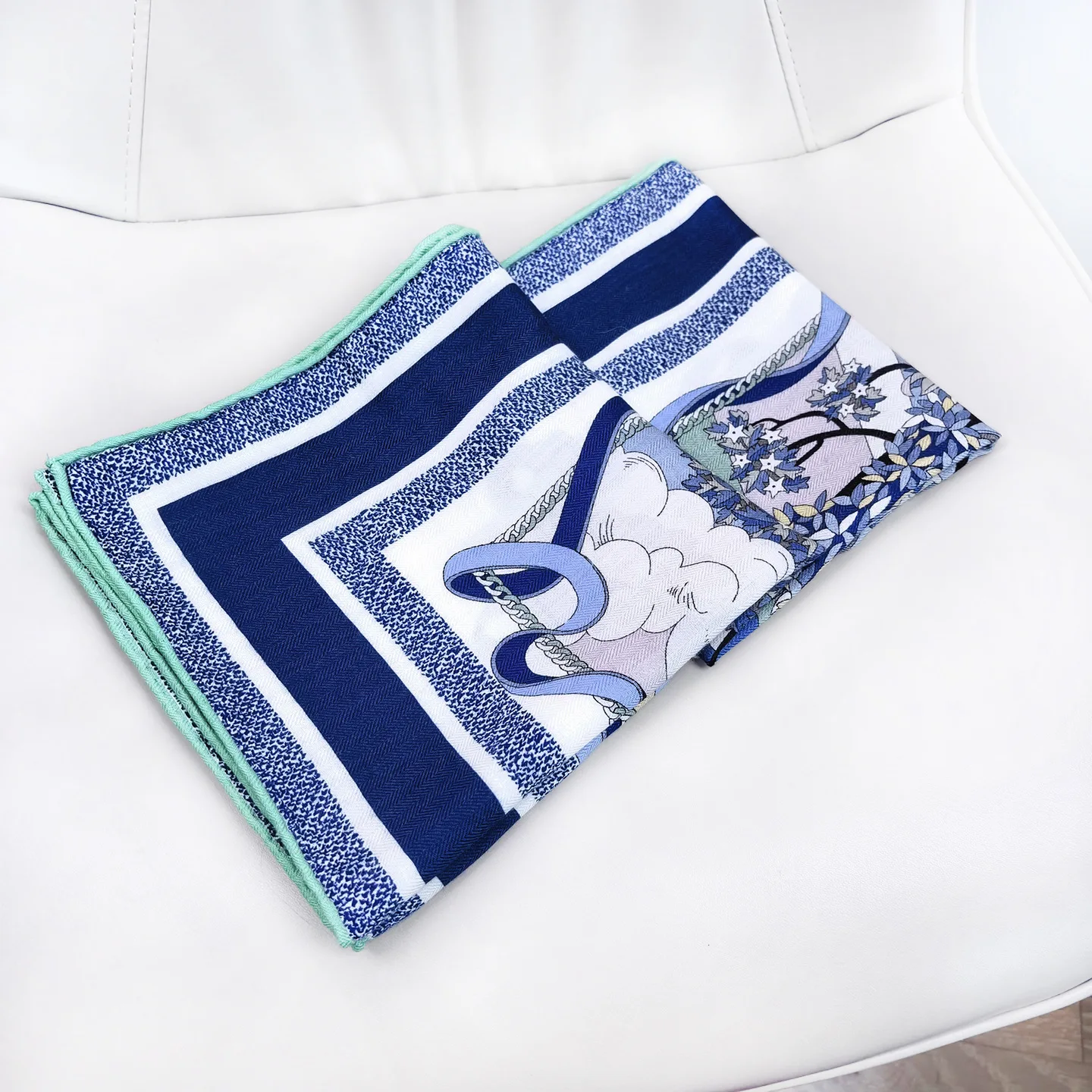 Wool Silk Scarf 90CM Women Hand Rolled Edges Bandana Luxury Accessories Brand Designer Shawls Hair Neck Scarves Foulard 90cm