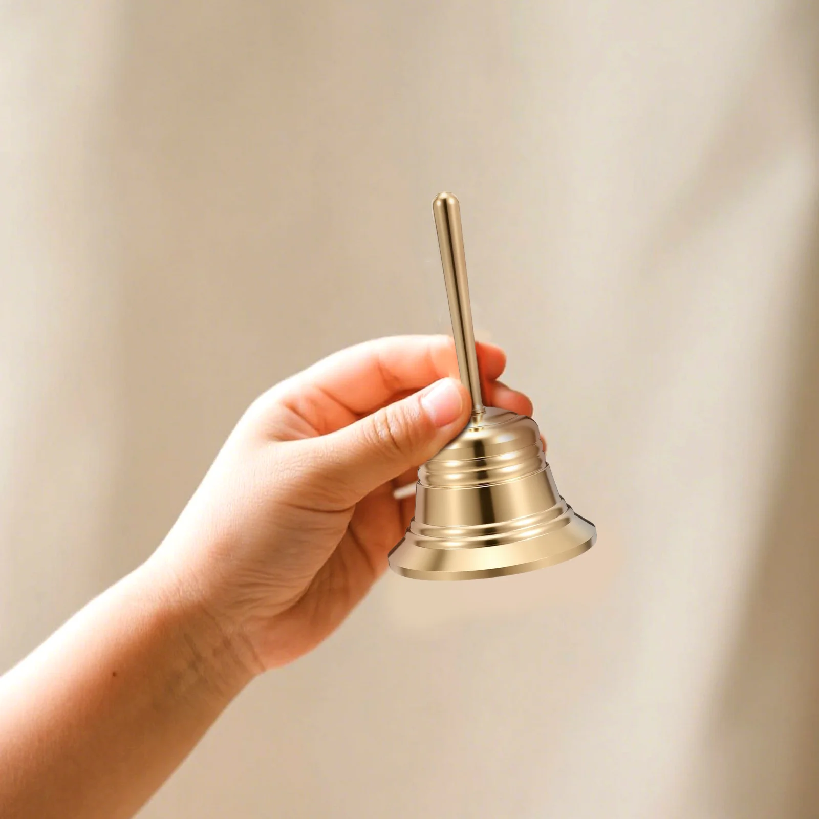 

Vintage Brass Hand Bell Solid Copper Design 3.2 X 1.5 Inch Loud Call Restaurant Countertop Table Bell Metal Art Ornaments
