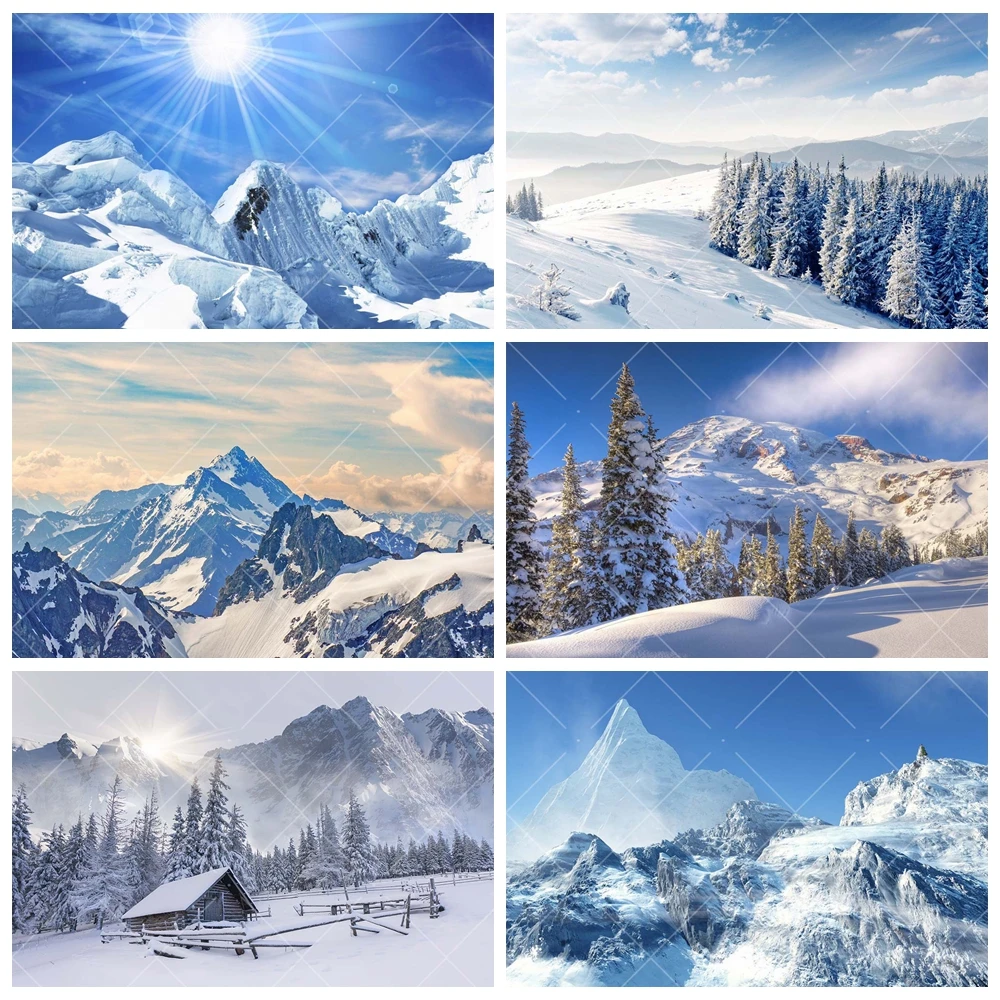 Winter Mountain Pine Forest Snow Scenery Photography Background Custom Christmas Kids Adults Portrait Backdrops For Photo Studio