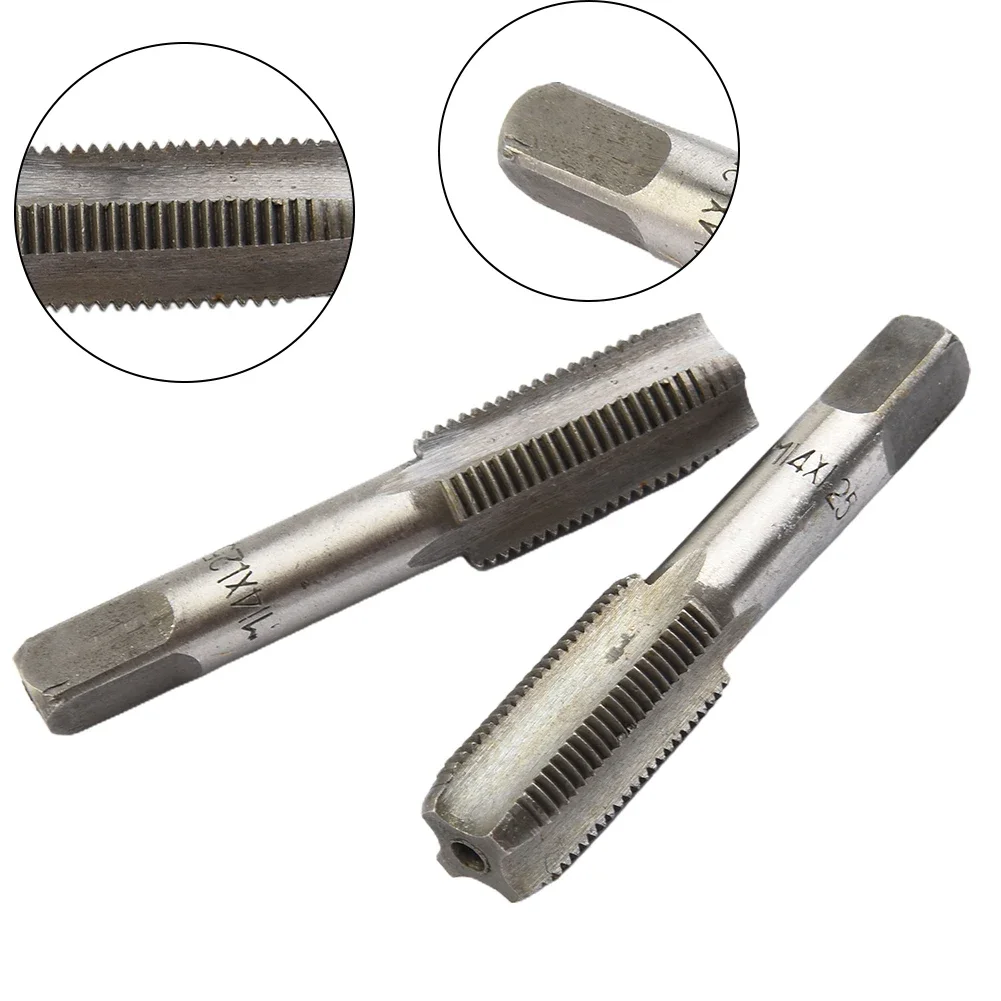 

2 Pcs Tap HSS 14mm X 1.25 Metric Taper Head And Plug Head Right Thread M14 X 1.25mm Silver High-speed Steel Taps