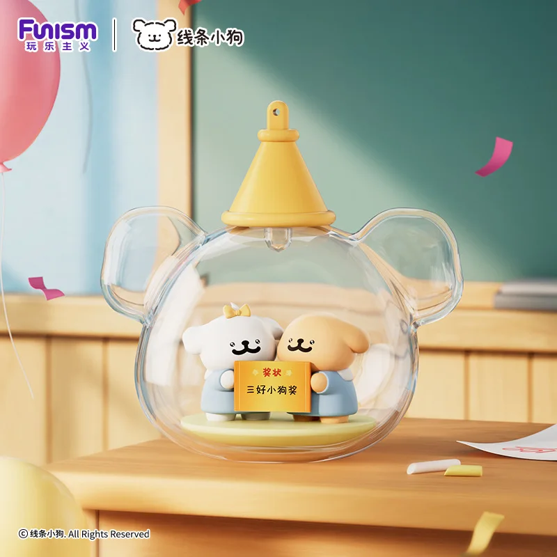 Funism Blind Box Line Dog Figurine Night Light Cute Desktop Ornament Collectible Toy Couple Gift For Home Room Decoration