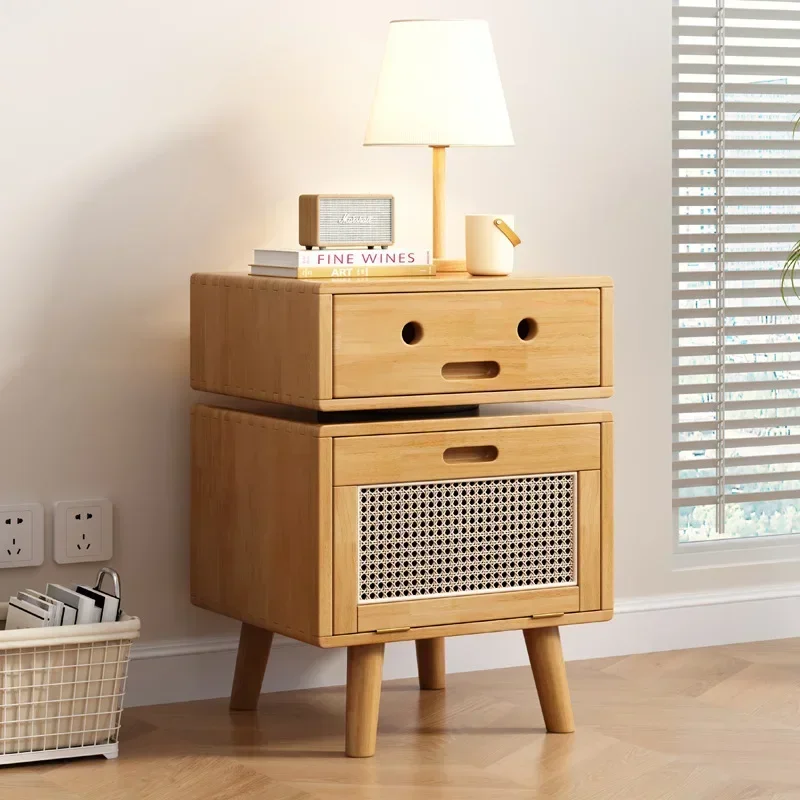 Nordic Solid Wood Robot Bedside Table, Bedroom Bedside Table, Storage Locker, Sofa Side, Small Side Cabinet