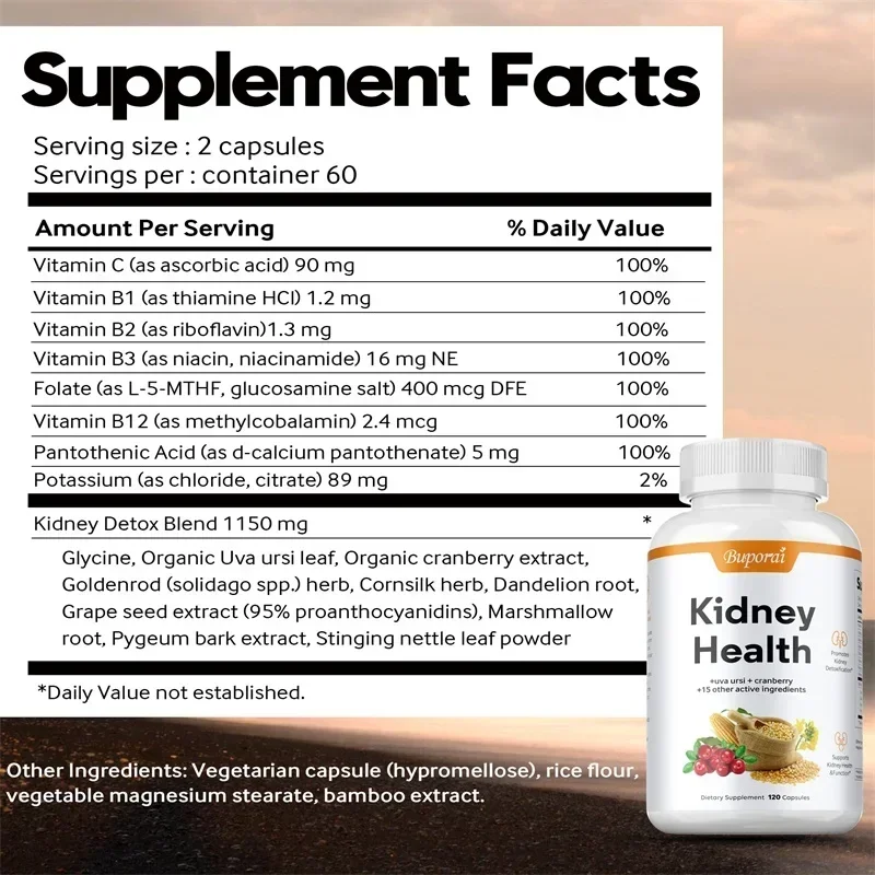 Kidney Health Support - Antioxidant, Supports Urinary Tract Health, Relieves Stress, Promotes Liver Cleansing and Detoxification
