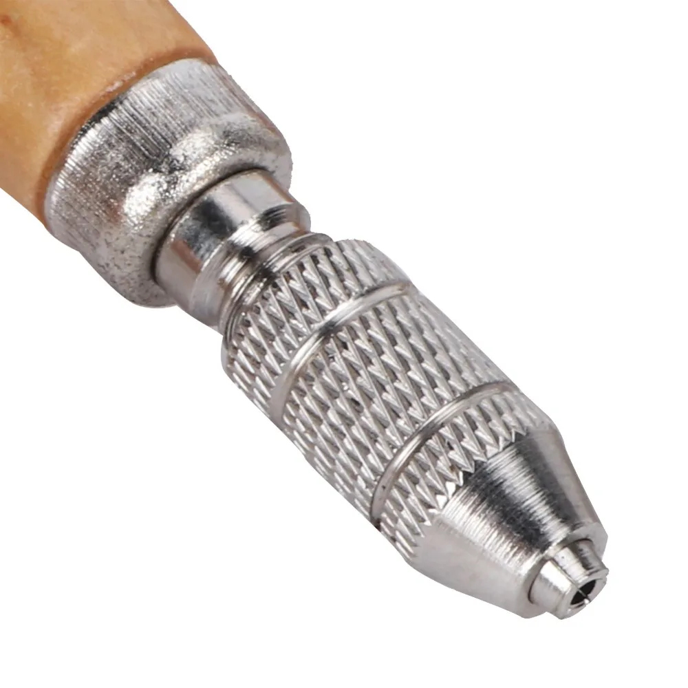 3pcs Clamp Single End Lock Nozzle Pin Vise Pear Shape Wooden Handle Hand Chucks Silver Jewelry Production Tool Engraving Work