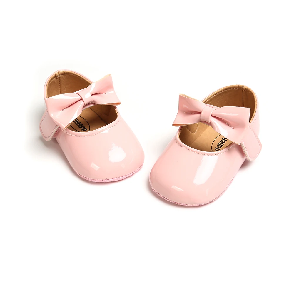 أحذية نسائية للأطفال حديثي الولادة أحذية أطفال من البولي يوريثان بفيونكة مضادة للانزلاق أحذية تنورة الأميرة الكلاسيكية أحذية المشي الأولى للأطفال