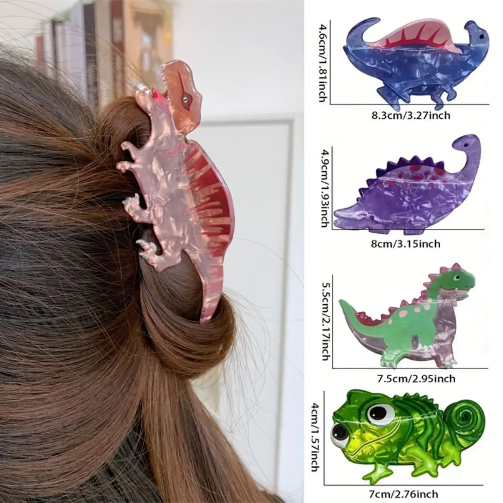 Cute Acrylic Dinosaur Hair Claws Cartoon Funny Sweet Hairpins Chameleon Crab Hair Clips For Women Girls Hair Accessories