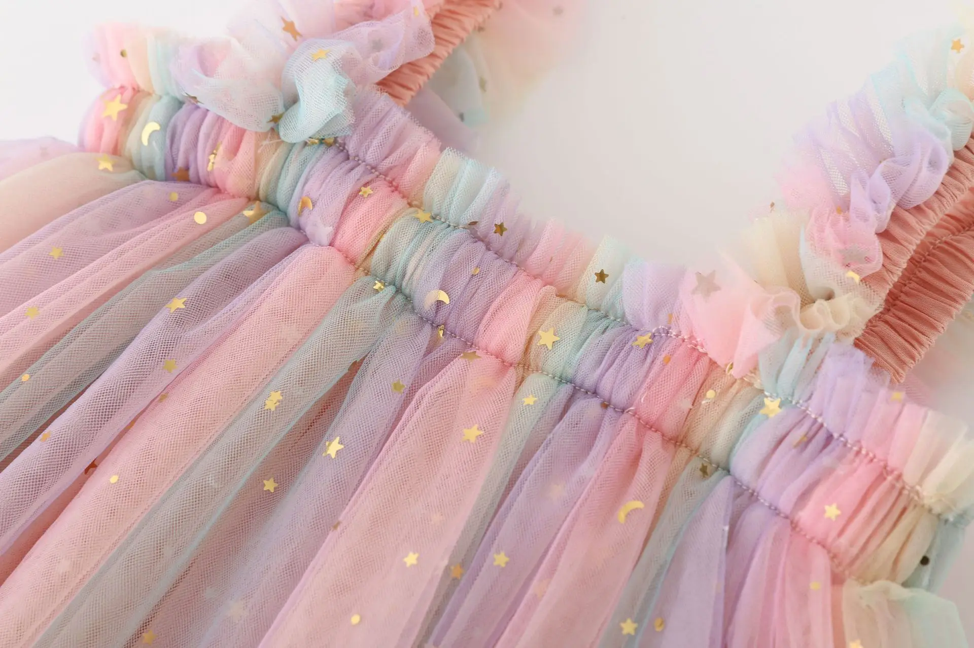 Toddler Girl Princess Dress Baby Rainbow Unicorn Tulle Costume Kids Summer Sleeveless Strap Dresses Newborn Birthday Party Cloth