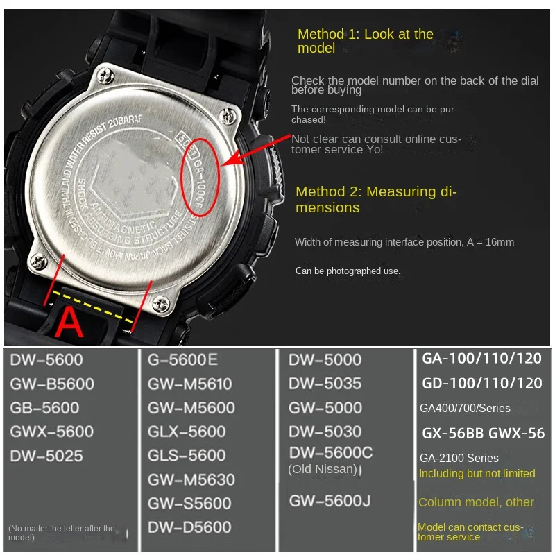 16mm watchband adapter for Casio G-Shock GA-110/100/120 GD-100/110/120 DW-5600 GW-M5610 GW-B5600 modified connector accessories