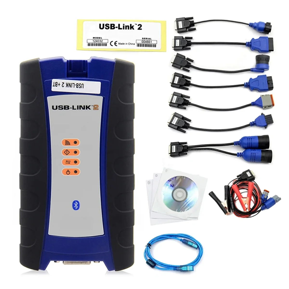 -2 USB Link 2 125032 Truck Interface Diagnostics with Software Bluetooth for Heavy Duty Truck Scanner Tool