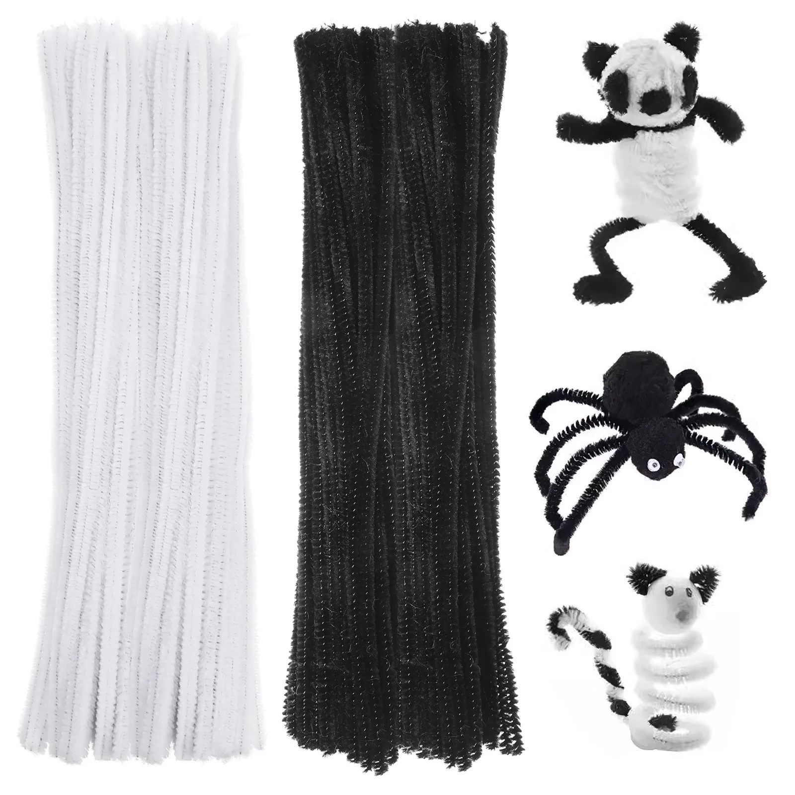 200Pcs Bendable Sticks Wire DIY Craft Materials for Children Black White Educational Creative Play Decor Folding Sticks Toy