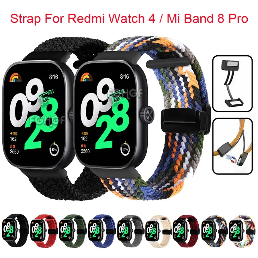 

Nylon Strap For Redmi Watch 4 Smart Watch Band Magnetic Buckle Bracelet For Xiaomi Mi Band 8 Po Wristband Correa Accessories