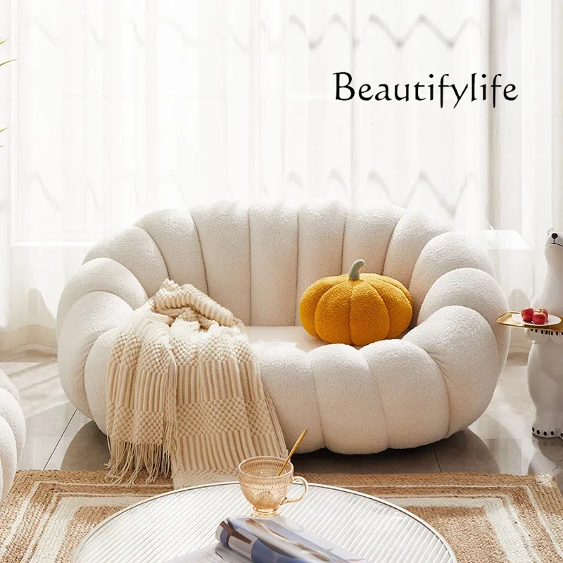 Lazy sofa double pumpkin chair tatami lamb wool white cute bedroom balcony casual sofa