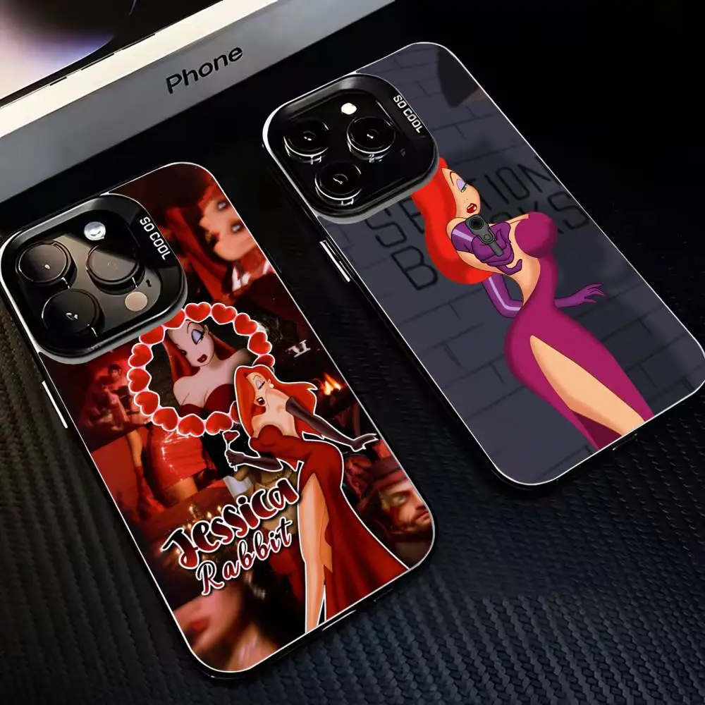 

J-Jessica R-Rabbits Phone Case For iPhone 16,15,14,13,12,11,Mini,Pro,MAX Black Matte Shockproof Cover