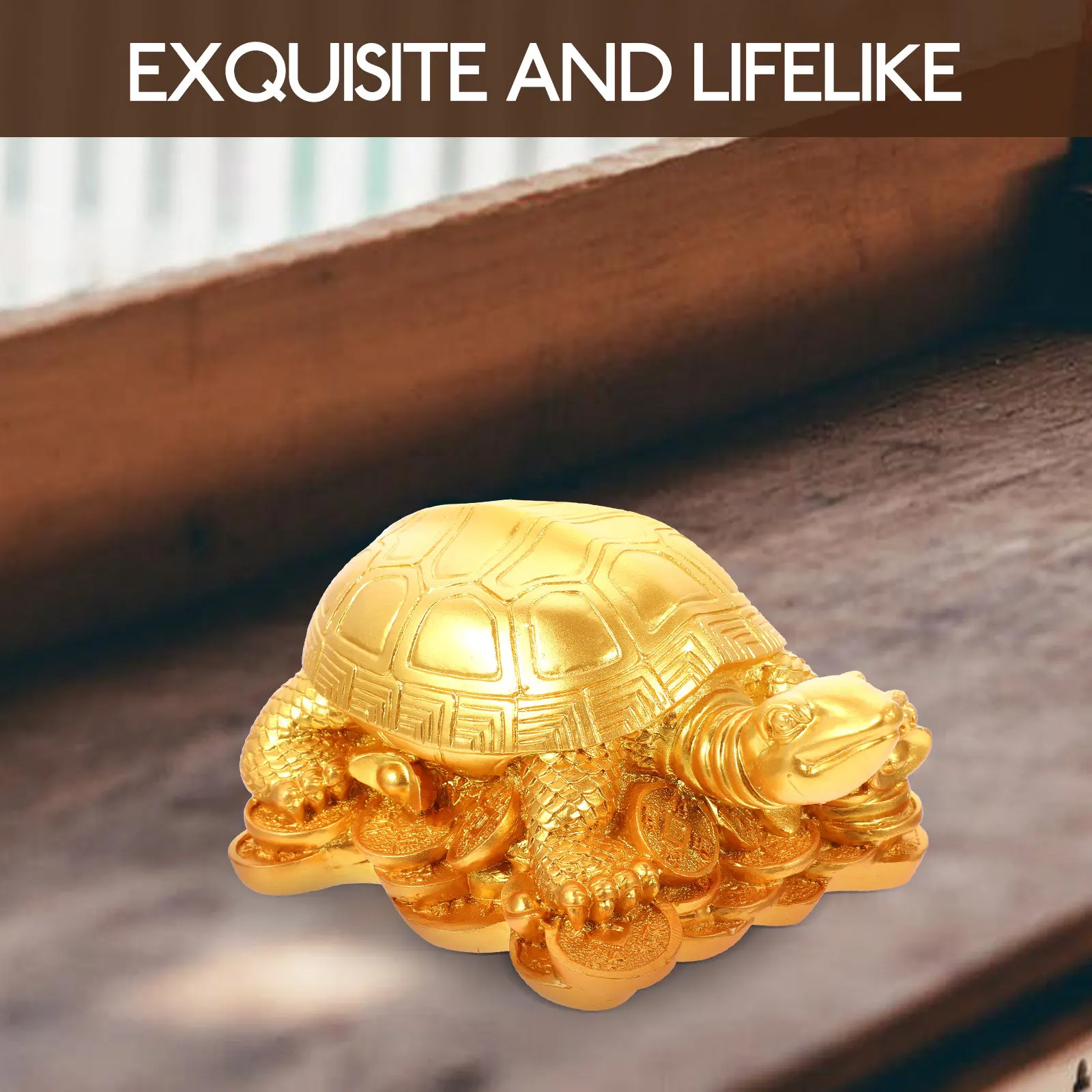 Financial Fortune Money Turtle Resin Desktop Ornament Wealth Luck Decorative Home Office Prosperity Tortoise Sculpture