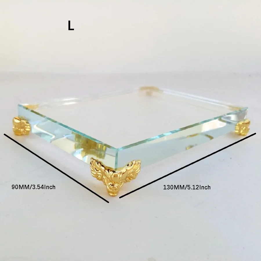 A Classic Crystal Display Stand, A Crystal Glass Golden Base Jewelry Gemstone Display Board,Suitable For Home Living Room Office