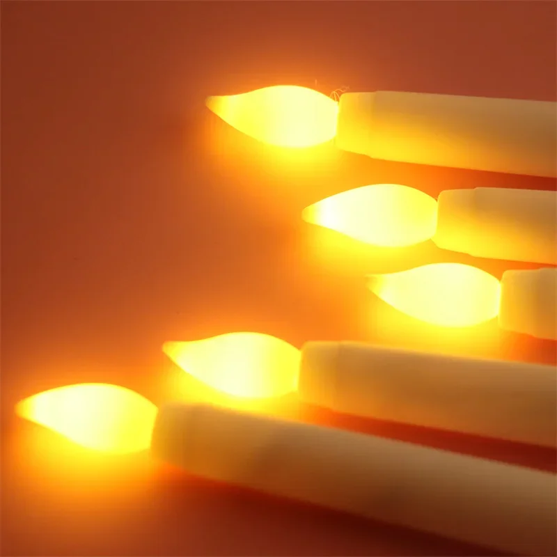 8PCS Long LED Candles Flameless Battery Powered Pointed Candle Light Decorative Flickering Candle Light for Home Event Christmas