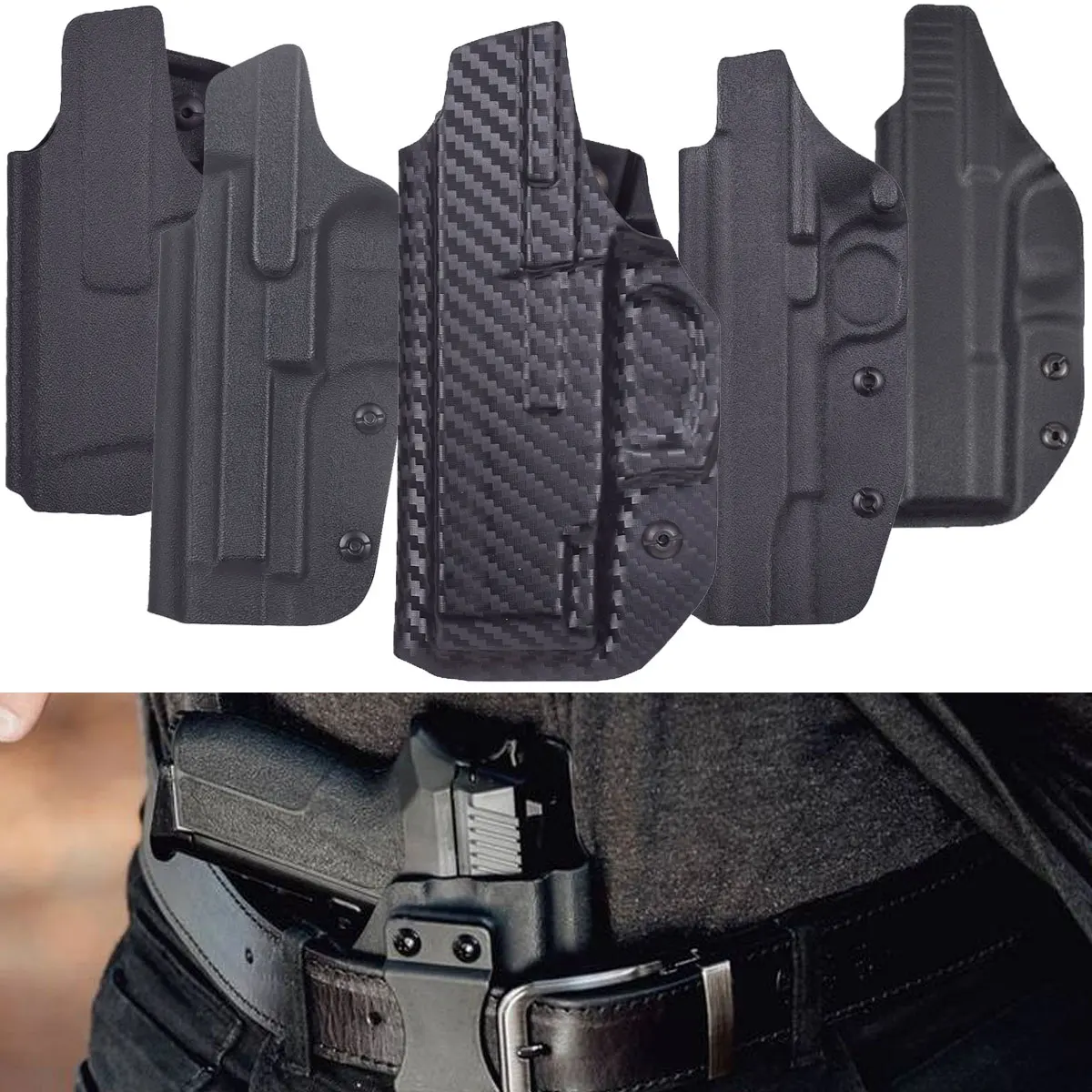 

Tactical Inside Waistband Concealed Carry Holsters GLOCK 17 19 22 26 31 43 43X Belt Clip Single Double Stack Right Hand Pouch