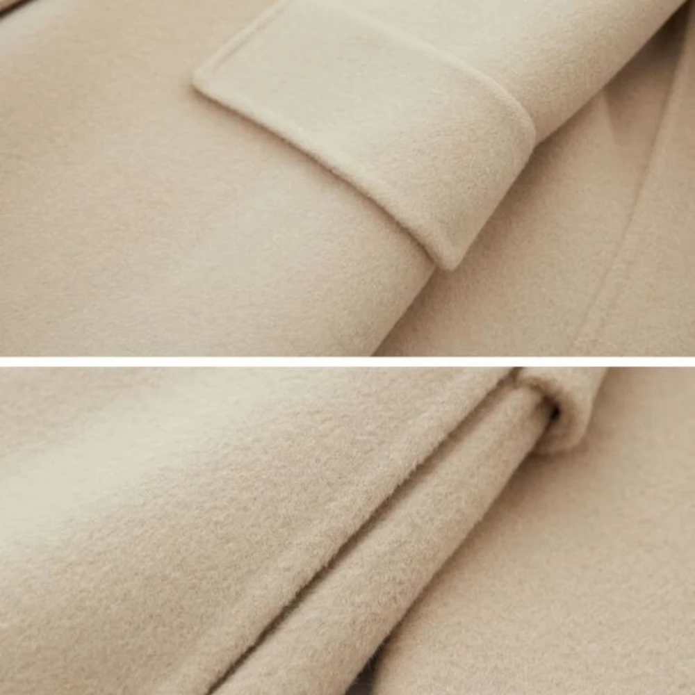 Amii 미니멀리즘 겨울 코트 여성 패션 양면 울 코트 100% 울 솔리드 라펠 재킷 여성용 겨울 코트 12020349