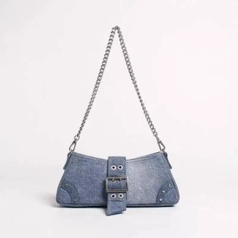 

Bloom Sweet Cool Denim Y2k Shoulder Bags Female Versatile Chain Underarm For Women Vintage Handbag Design Bag 2025