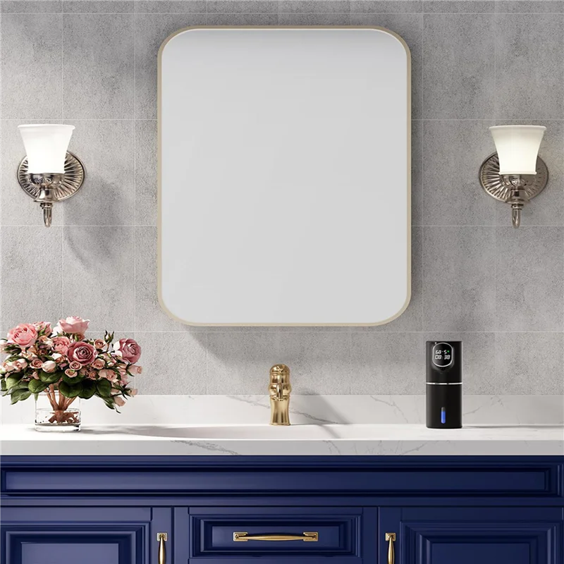 ABUL-2X موزع الصابون الرغوي الأوتوماتيكي بدون لمس HD LED عرض الوقت ودرجة الحرارة 5 مستويات قابلة للتعديل IPX6 11 أونصة/320 مل