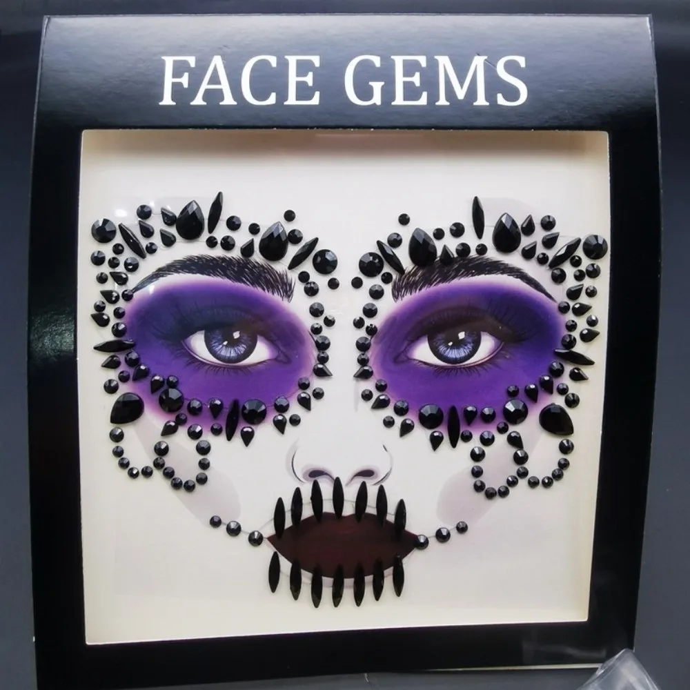 

3D Resin Face Rhinestone Sticker Colorful Shiny Halloween Fake Tattoo Clown Makeup Halloween Decor Jewelry Face Sticker Body Art