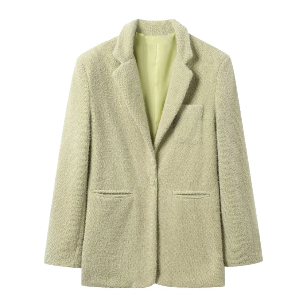 

2025 осенне-зимний замшевый текстурированный пиджак в европейском и американском стиле с лацканами и длинными рукавами