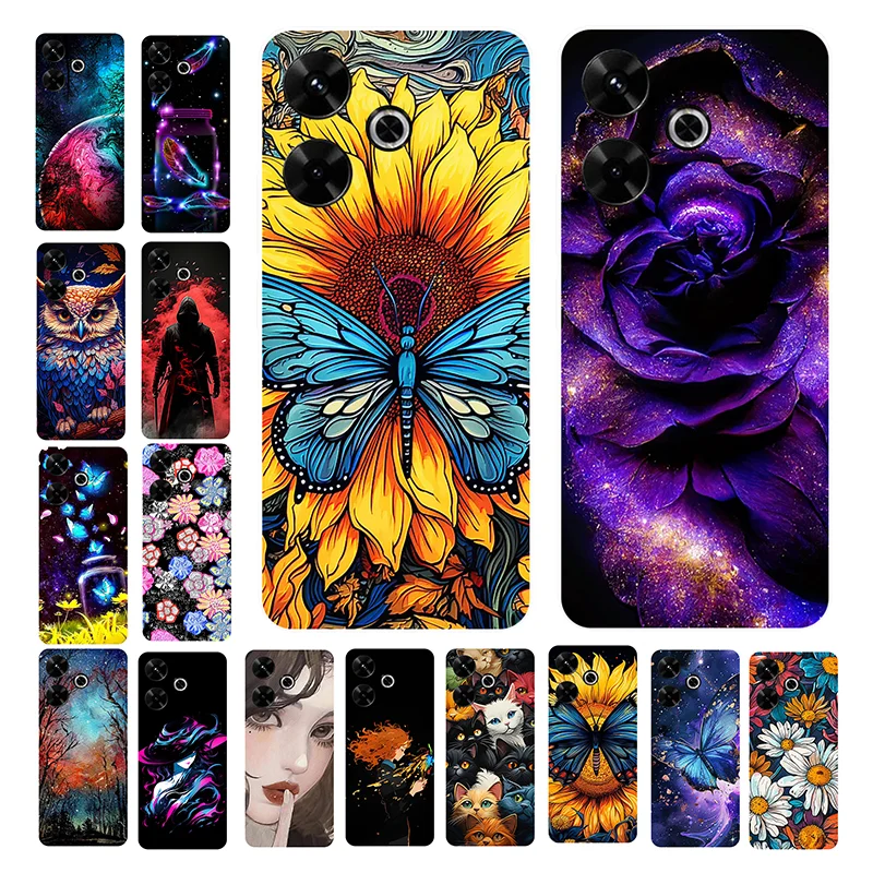 For Redmi 13 Case Flower Butterfly Silicone Soft Back Cover Protective Shell For Xiaomi Redmi 13 4G Redmi13 5G Phone Case