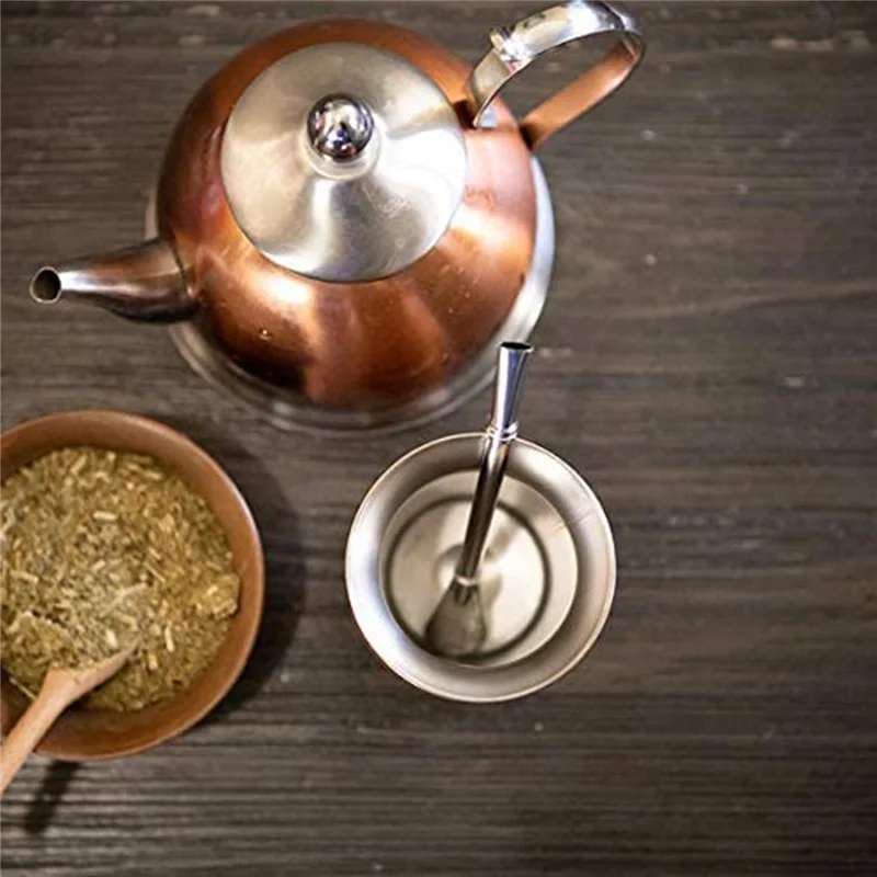 CYCLI-Double Walled 18/8 Stainless Steel Yerba Mate Tea Cup Included In Set, One Mate Straw& Wood Cleaning Brush(230ML)