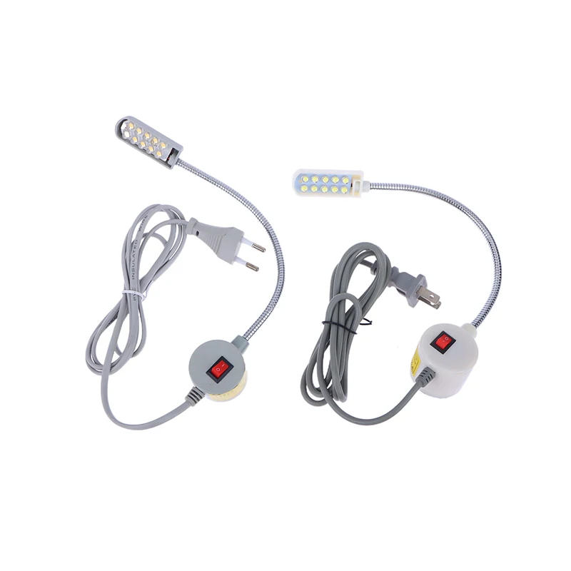 Flexível e ajustável Gooseneck lâmpada para máquina de costura, luzes industriais com base para bancada, 360 LED, 10, 20, 30 LED