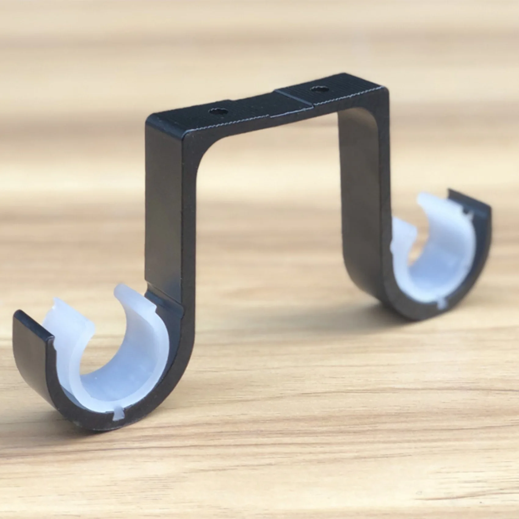 MOPHE-6Pcs Double Curtain Rod Brackets Ceiling Mount Supports Aluminum Alloy Black