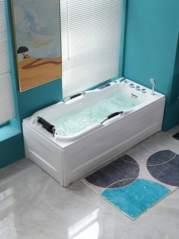 Household small unit deep bubble bathtub surfing massage acrylic constant temperature independent seamless integrated square