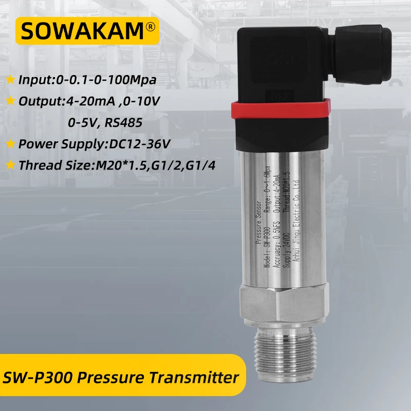 0-600bar Pressure Transmitter Sensor 4-20mA 0-10V RS485 Waterproof Stainless Steel G1/4 NPT1/4 for Oil Water Gas