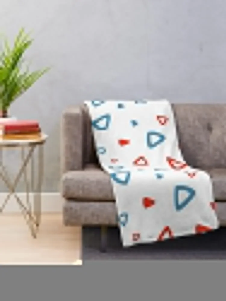 Nostalgic 90s Blue and Red Triangle Pattern Throw Blanket Thins For Sofa Thin Blankets