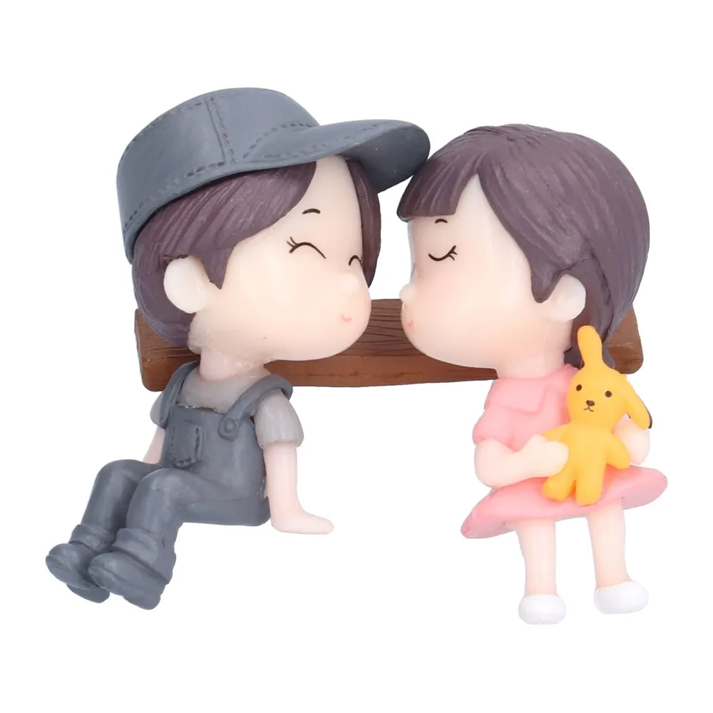 Synthetic Resin Mini Resin Human Figurines Grey 1.89x2.28cm Micro Landscape Decorative Ornaments Couple Ornaments