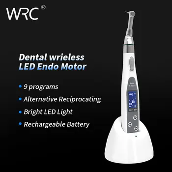 Dental Wireless Endo Motor Smart 9 Programs with LED Lamp and 16:1 Reduction Contra Angle Endodontic Instrument