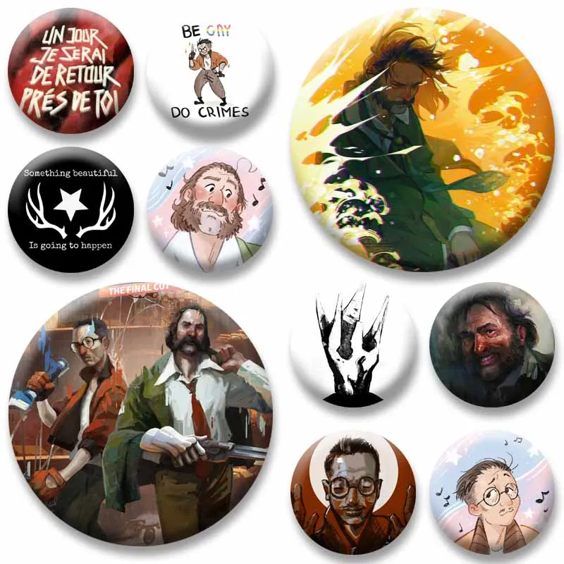 Cartoon Game Peripheral Round Badges Harrier Du Bois Kim Kitsuragi Funny Brooch Fashion Jewelry Accessories Bag Hat Button Pins