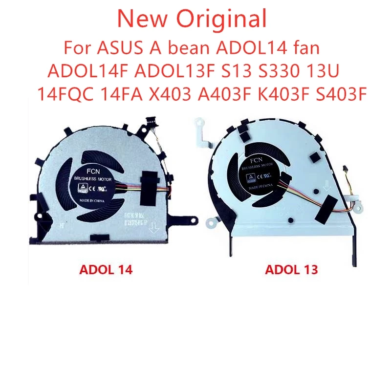 Новый оригинальный ноутбук CPU охлаждающий вентилятор для ASUS A bean ADOL14 Fan ADOL14F ADOL13F S13 S330 13U 14FQC 14FA X403 A403F K403F S403F